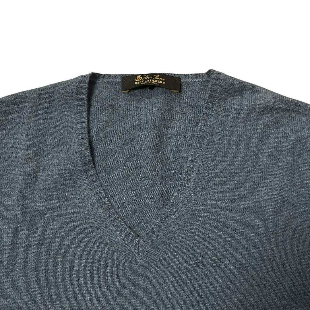 美品 ロロピアーナ ベビーカシミヤ100% 薄手ニット 大きいサイズ グレー42
