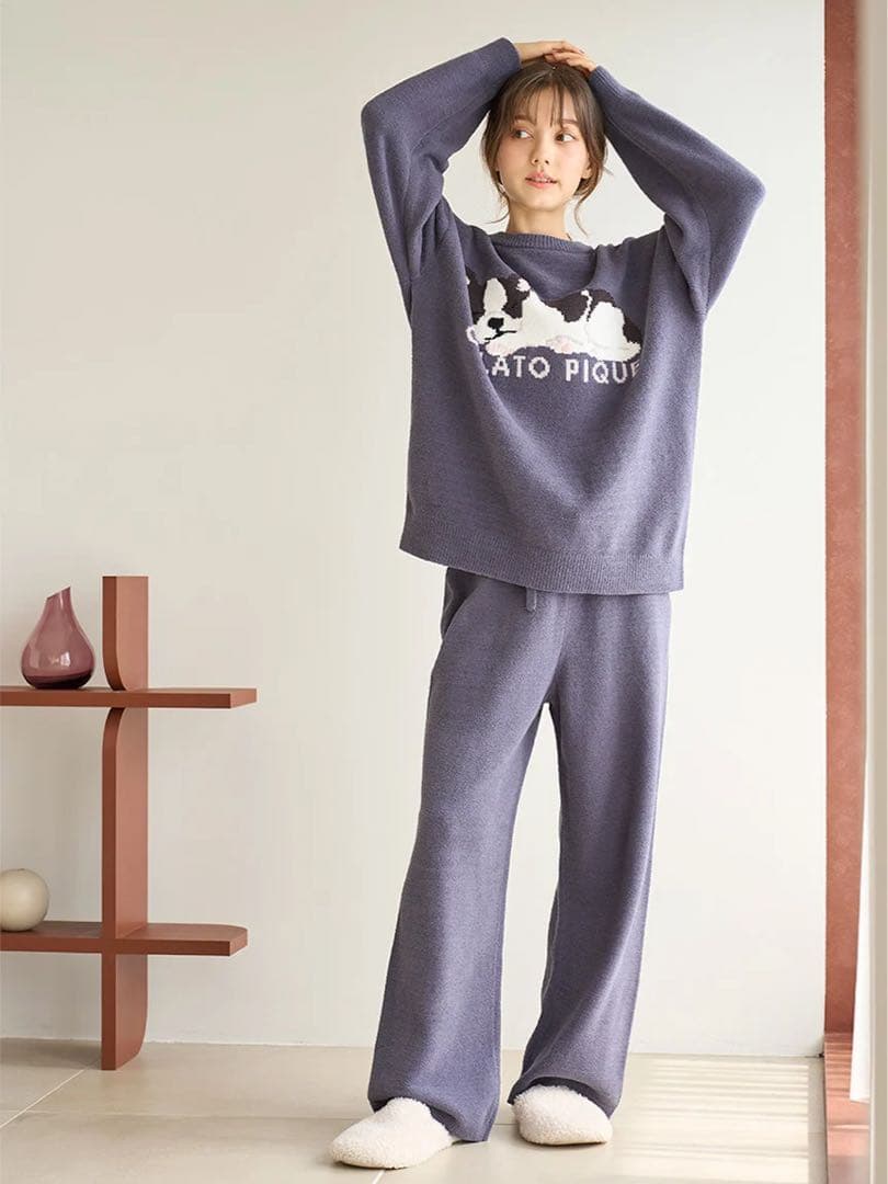 ジェラートピケ SLEEPING DOG プルオーバー&ロングパンツ ブルドッグ