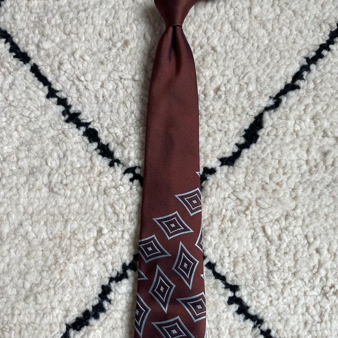 FRANCO BASSI for BEAMS F パネル幾何柄ジャカードタイ