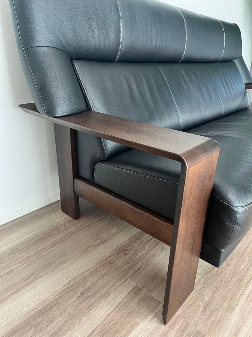 【美品】カリモク 3人掛けソファ　ダンテS　ブラック