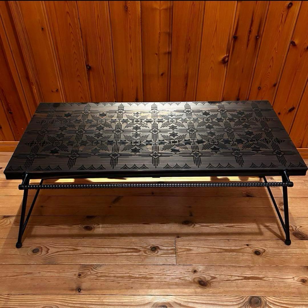 No.542 アイアンローテーブル オルテガテーブル　ネイティブ柄