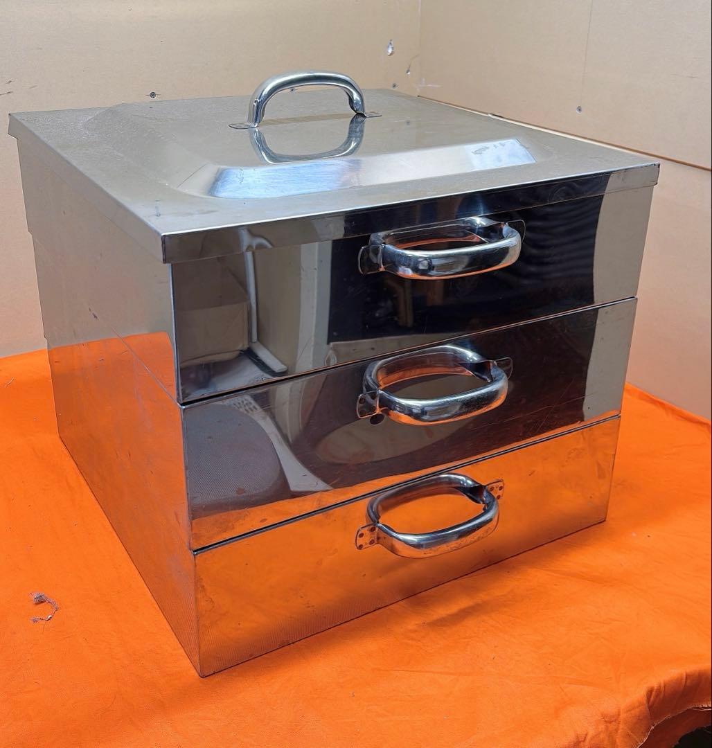 【中古】ステンレス製 業務用 蒸し器 3段 大型 蒸し鍋 即買い❌