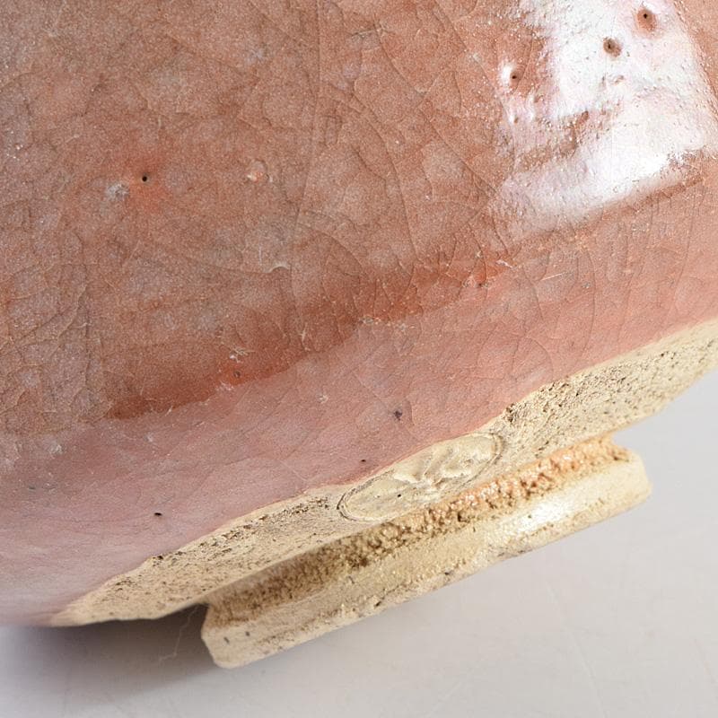 茶道具　十二代楽吉佐衛門　弘入作　立鶴絵付　赤楽茶碗　書付箱　M　R9346