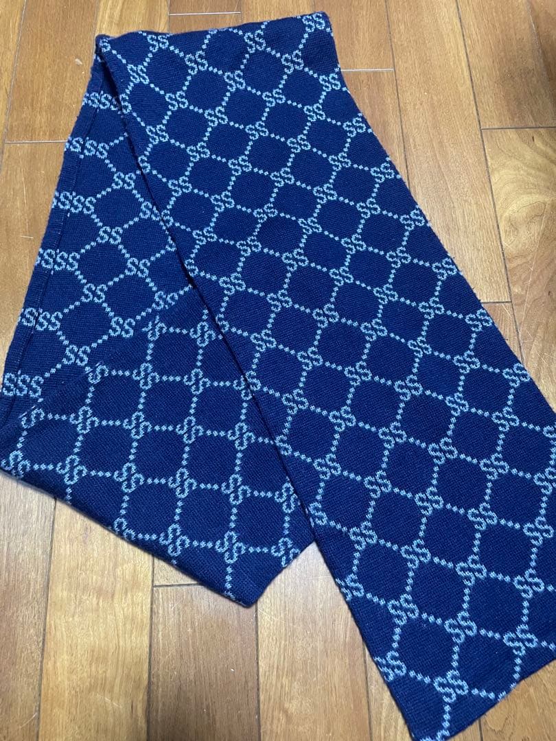 90s old stussy マフラー　モノグラム　紺タグ