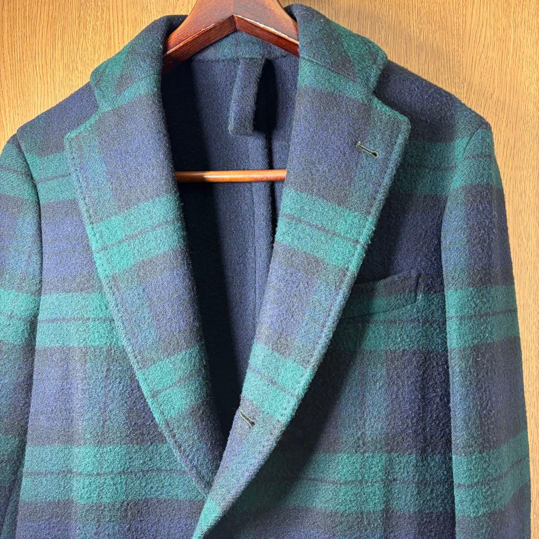 フィナモレ 人気柄 ブラックウォッチ柄 チェスターコート 48