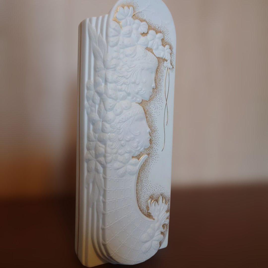 《西独KAISER社/ヴィンテージ〉「(白磁)花瓶(金彩)」【希少】