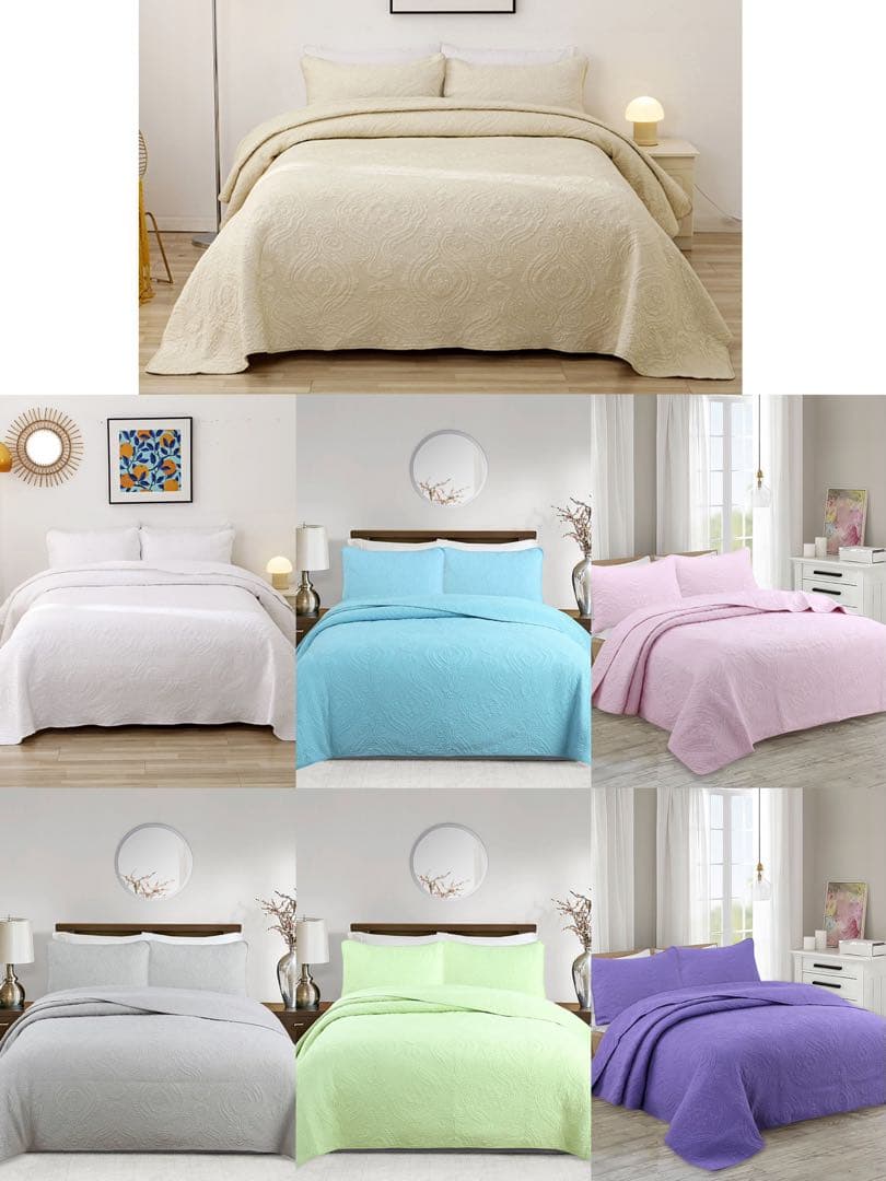 キルトベッドカバー3点セット綿マルチカバー キルティング 283B