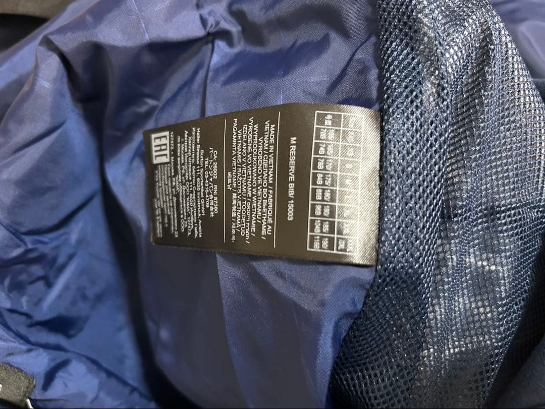 BURTON ビブパンツ Mサイズ M RESERVE BIB /15003