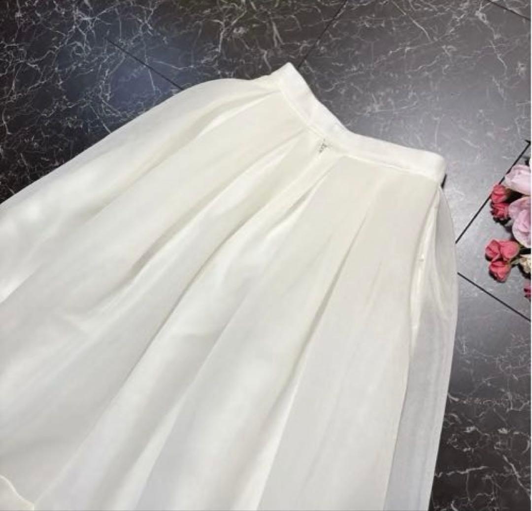 ツルバイマリコオイカワ 3D スカート 32 ホワイト XS フレア ロング 春