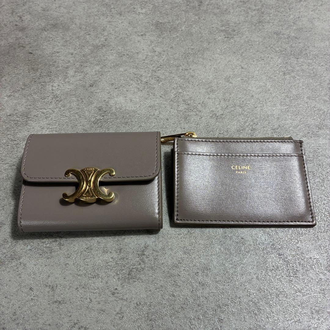 の*う様 美品✨CELINE セリーヌ デカロゴ金具 ケース付　コンパクト