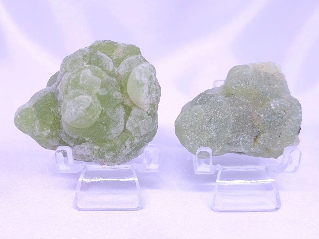 コンゴ産　プレナイト　原石　標本　エピドート 共生　2個セット　ぶどう石　天然石