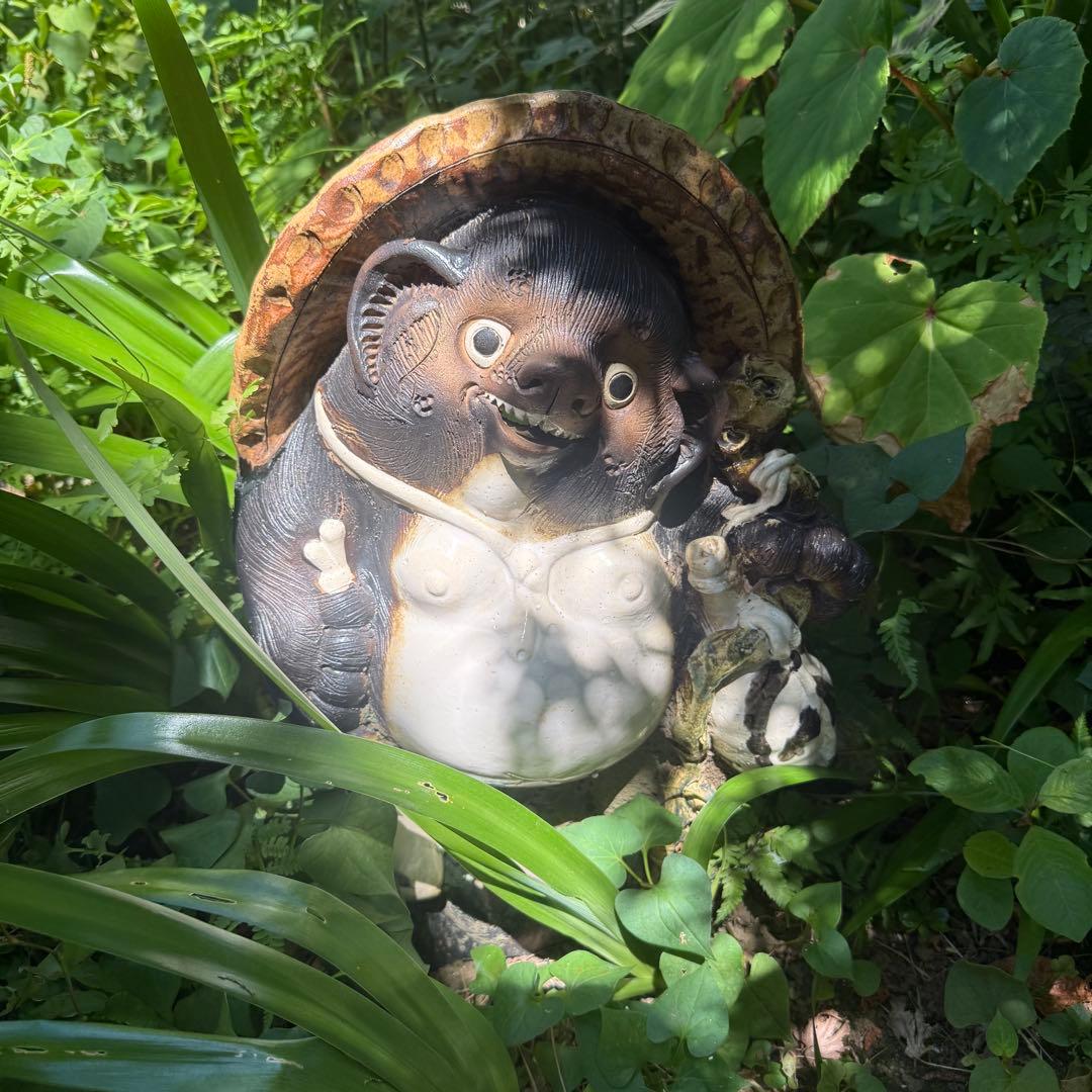 【お引き取り限定】灯篭 2個 たぬき 置物 石