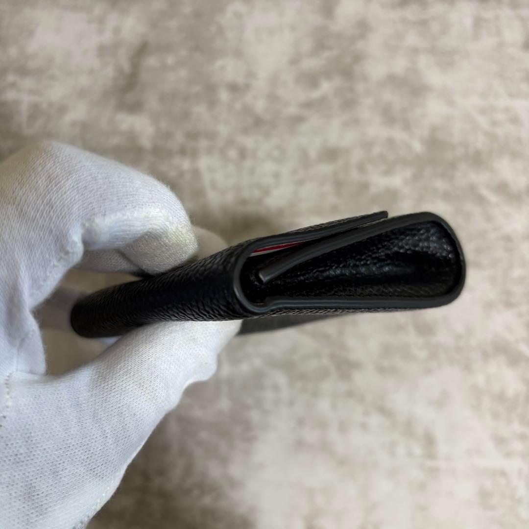 I147 未使用品✨トムブラウン　ケース　財布　コンパクト　レザー　黒