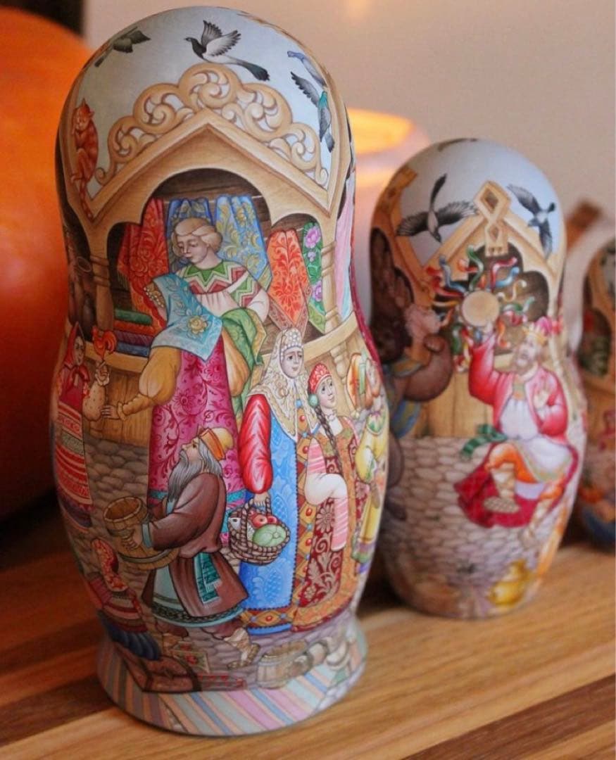 ロシア雑貨☆イコン マトリョーシカ 見本市(5P)H17cmオルガ作コブロフ工房