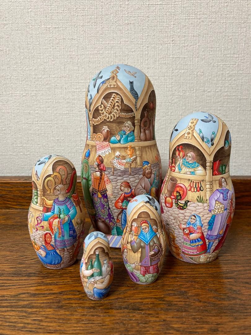 ロシア雑貨☆イコン マトリョーシカ 見本市(5P)H17cmオルガ作コブロフ工房