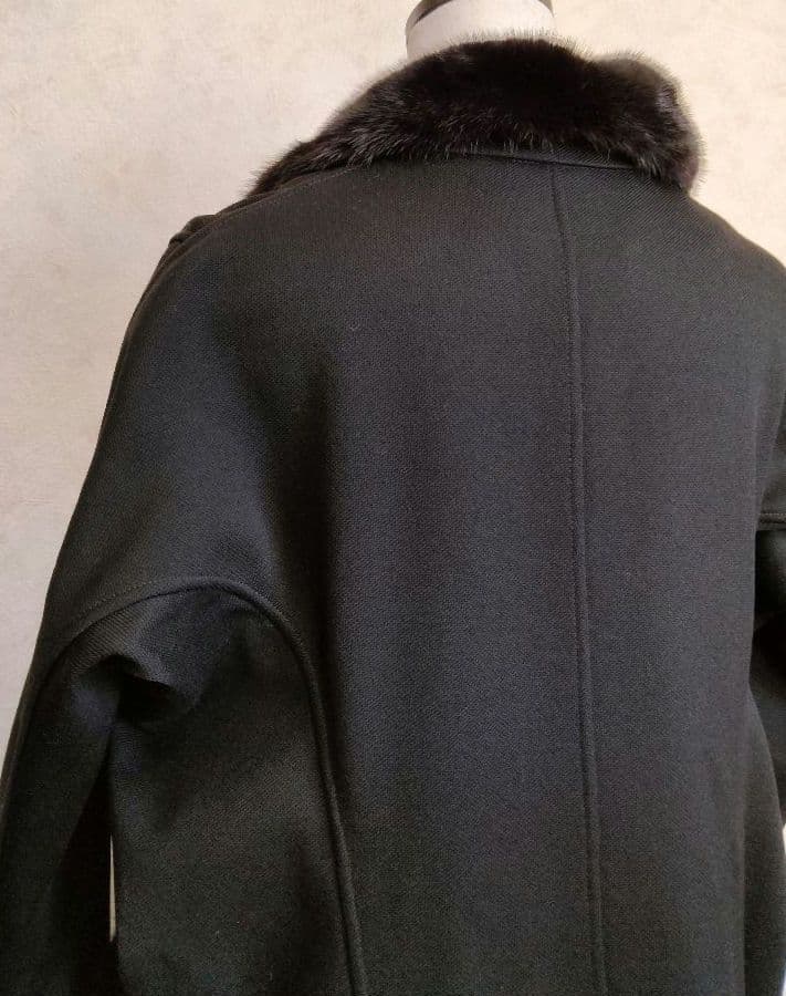 イヴサンローラン　ロングコート　ブラック　F36 ファー襟　ウール　レディース