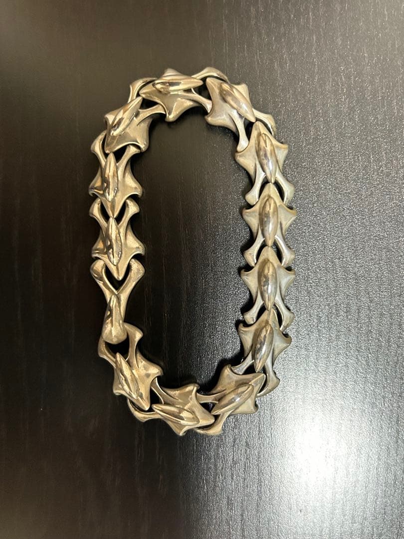 メンズブレスレット 葉型リンクチェーン 約20cm シルバー