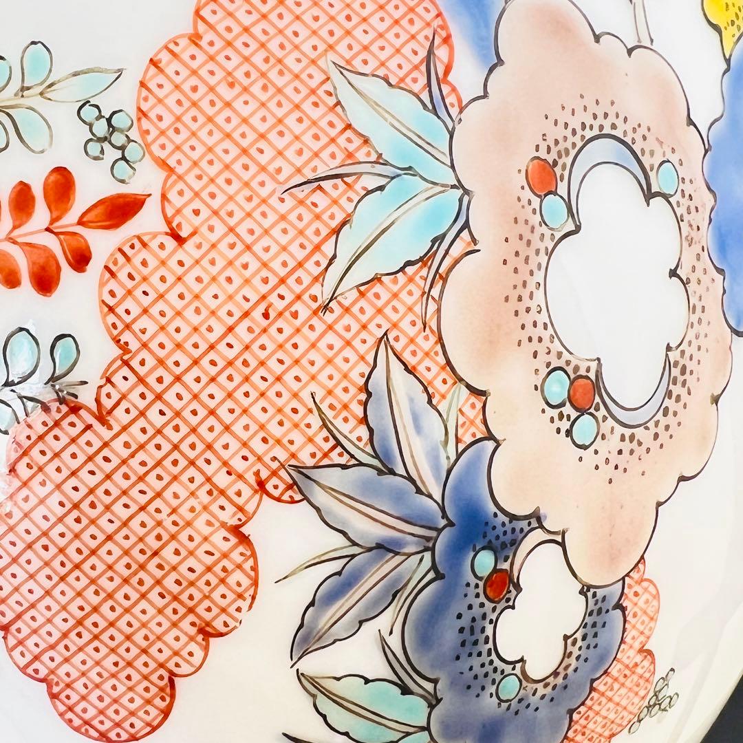 11代酒井田柿右衛門　人間国宝　染錦　花鳥図　大花瓶　二重渦福　角福　本物保証