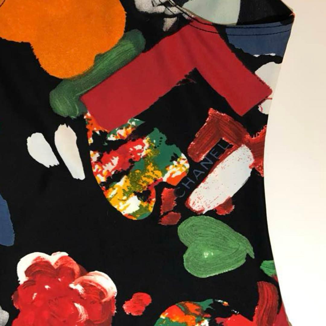 CHANEL フラワープリント ワンピース水着 36