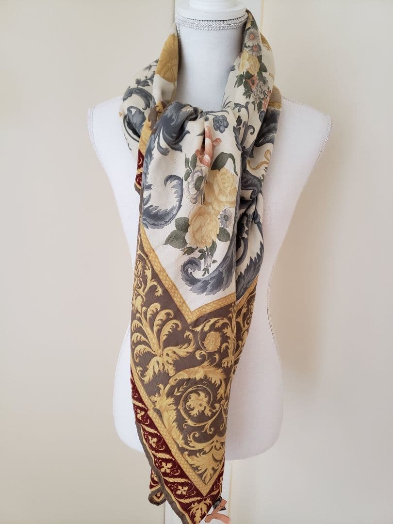 極美品！ETRO 超大判ストール　ヴィンテージバロック調柄　silk＆wool