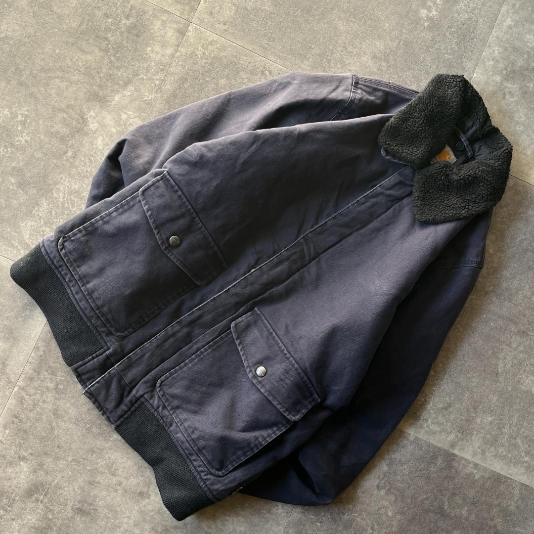 00s Carhartt フライトジャケット 無地 紺 M A693 ダック地