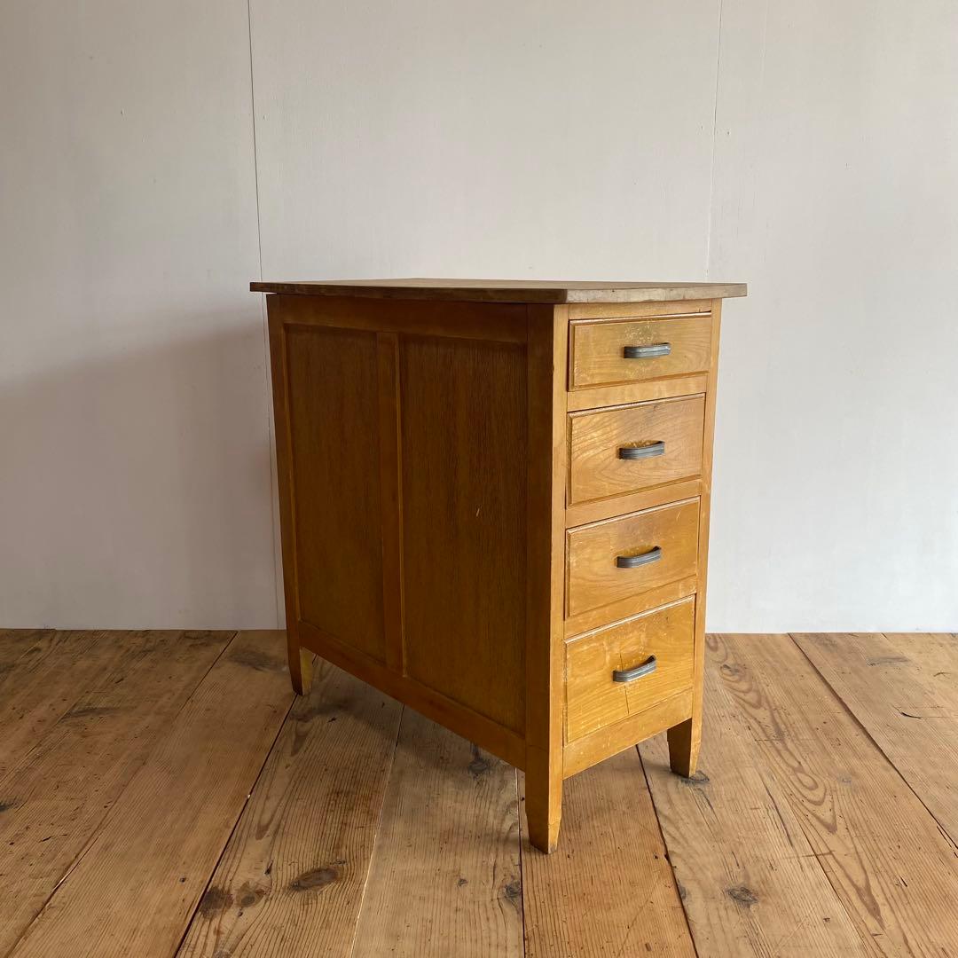 アンティーク サイドチェスト 袖机 書類棚 昭和レトロ z822