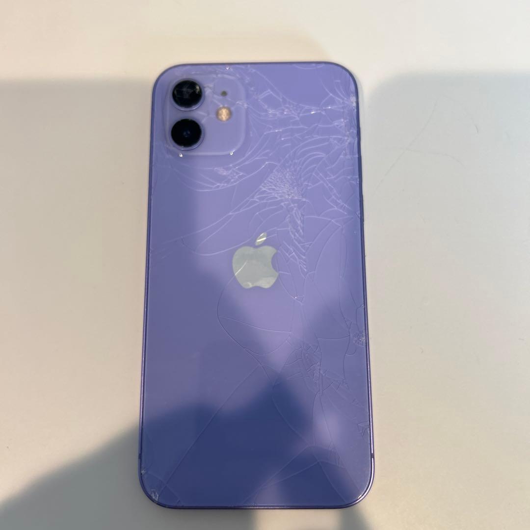 ＊背面ガラス、カメラ割れありiPhone 12 パープル　64GB SIMフリー