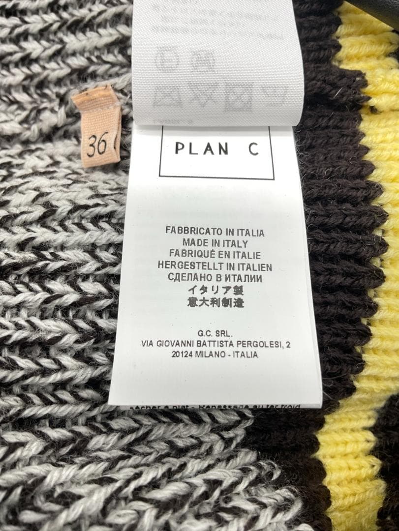【新品】Plan C クルーネックボーダーウールニット 36