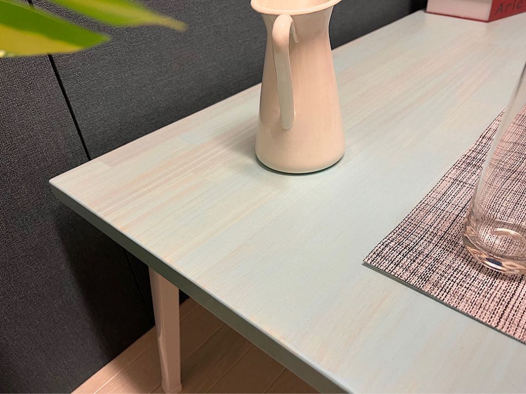 【送料無料】 ローテーブル 120cm 70cm スカイブルー アンティーク