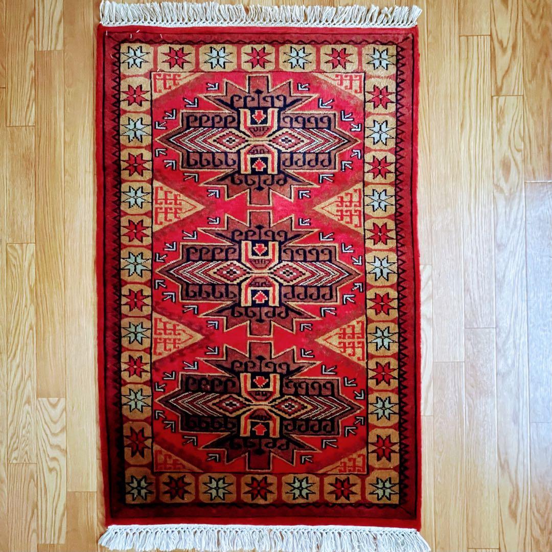 バルーチ産 玄関マット ペルシャ絨毯 本物 手織り トライバルラグ