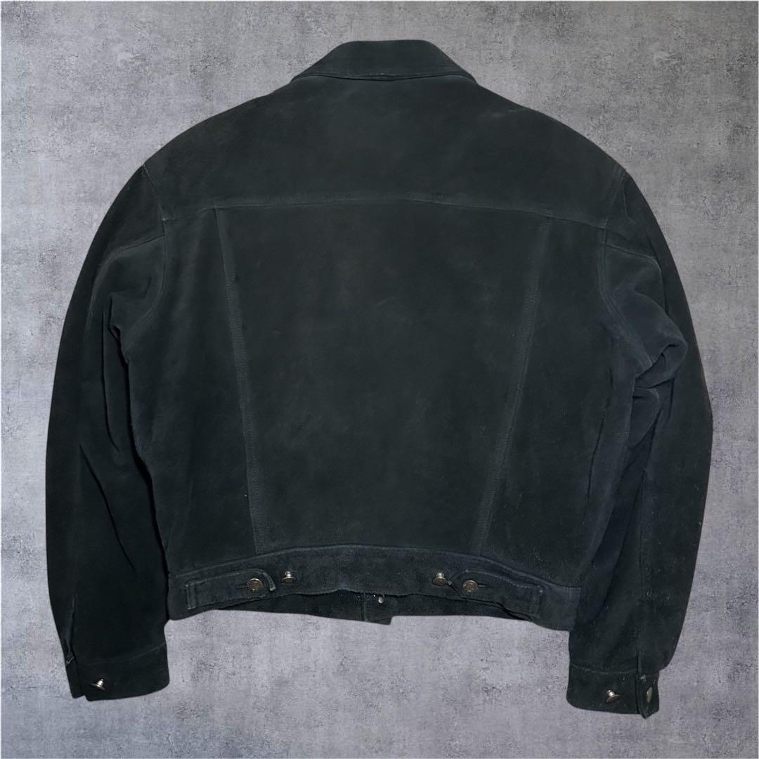 80s unknown スエード レザージャケット 短丈 本革 ブラック