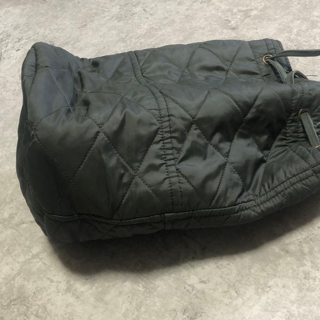 希少 Barbour バブアー キルティング 巾着バッグ ポーチ 英国王室御用達