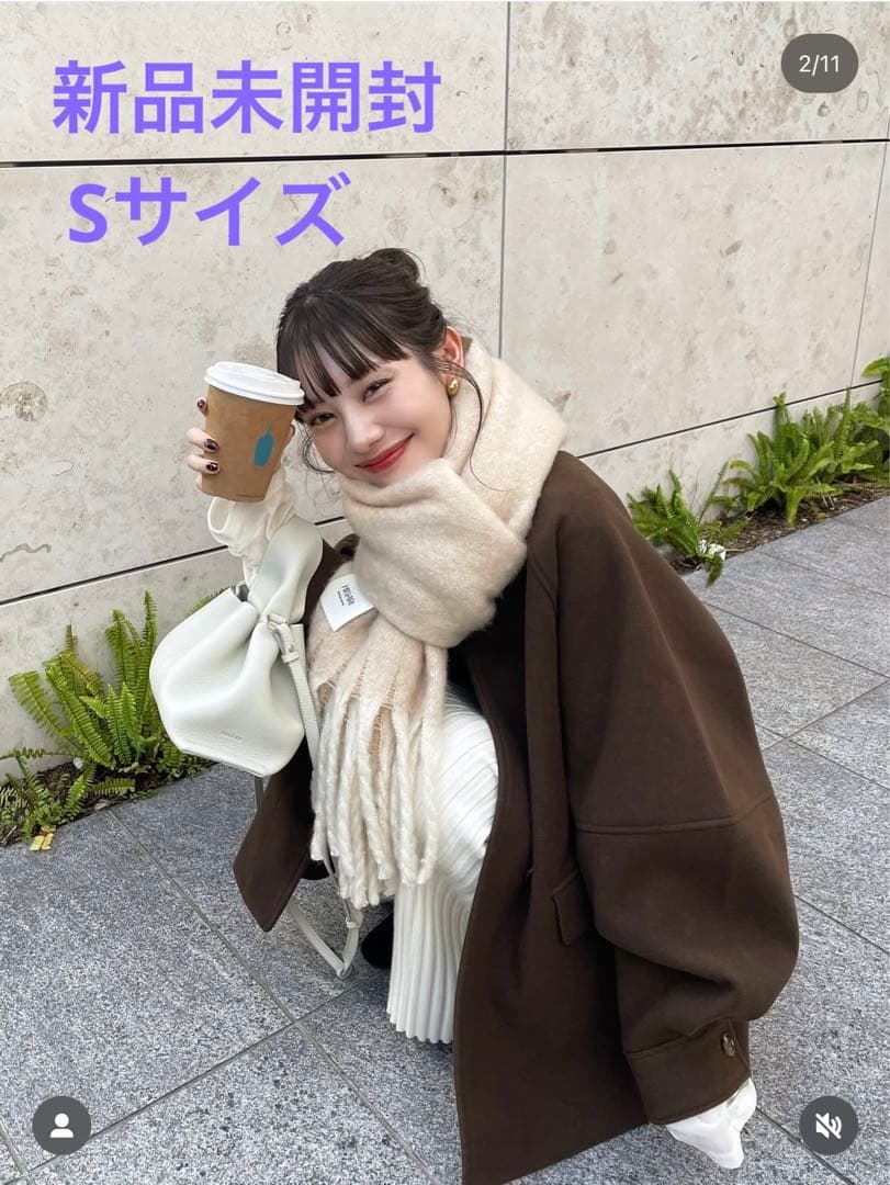 【新品タグ付き】ウェーブデザインミドルコート　hinari