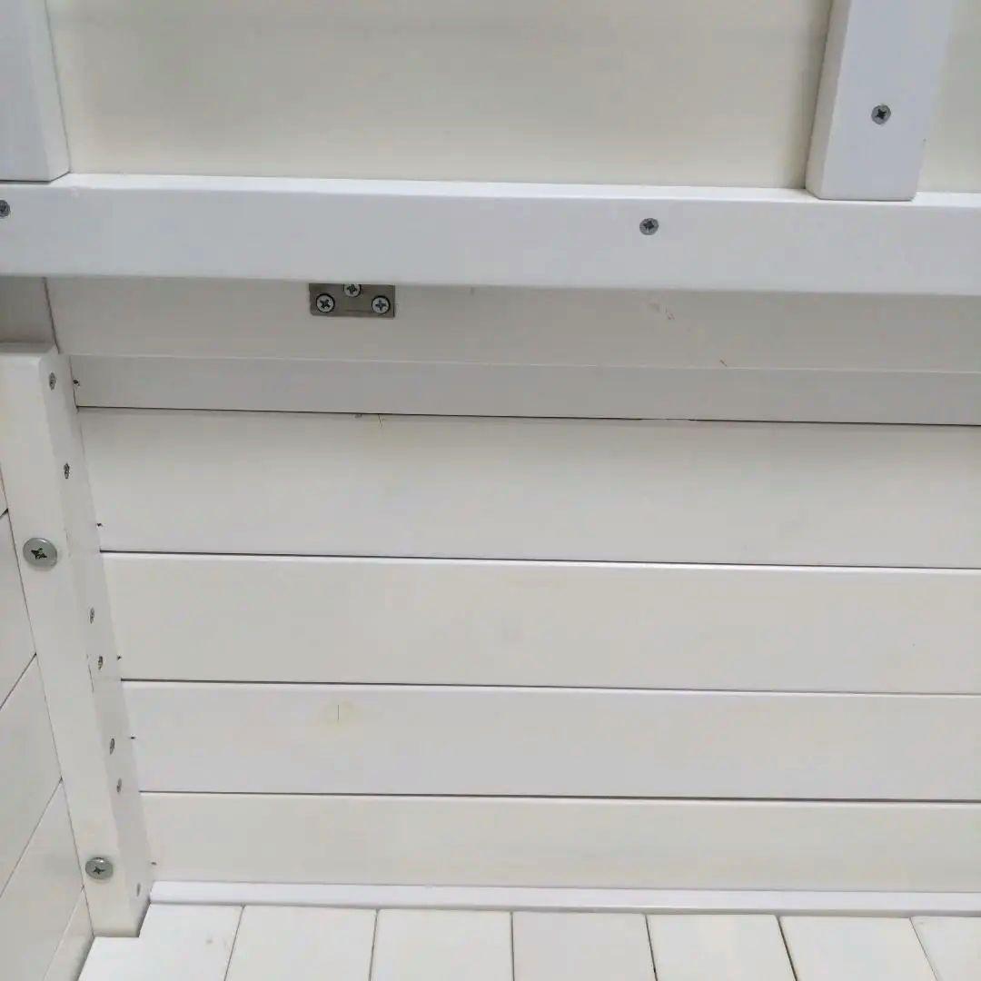 ホワイト木製収納付きベンチ