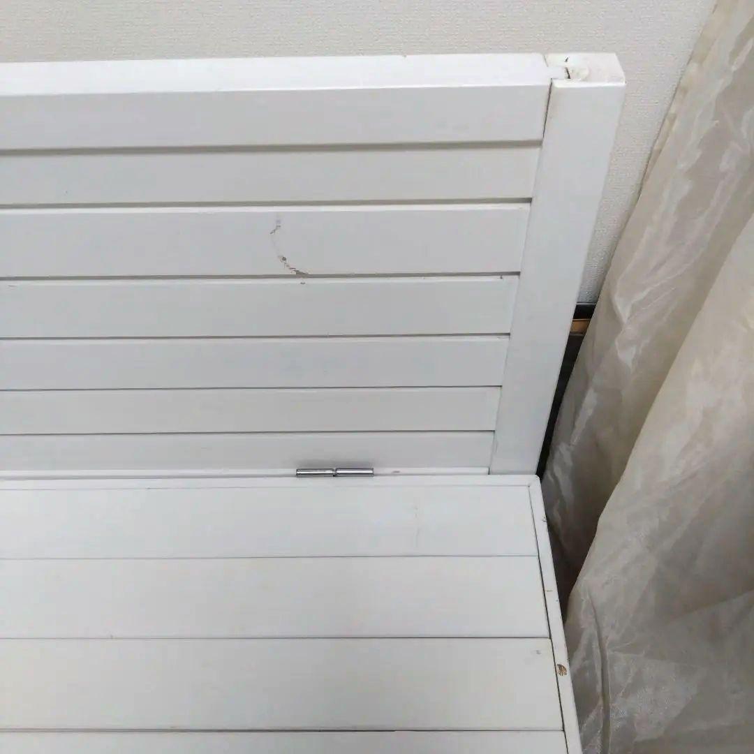 ホワイト木製収納付きベンチ