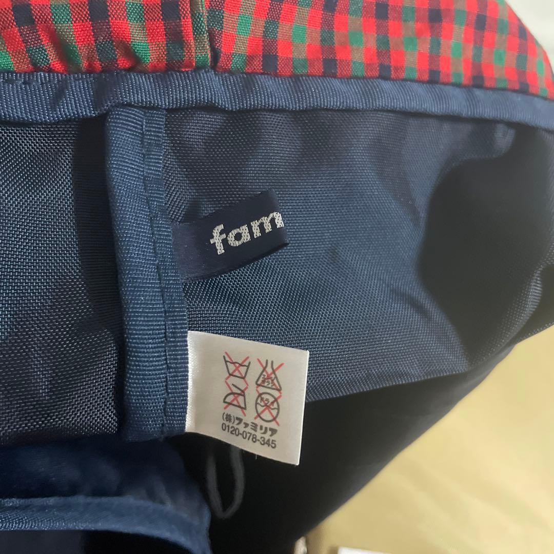 美品　ファミリア　familiar マザーズバッグ　赤　紺色　ネイビー