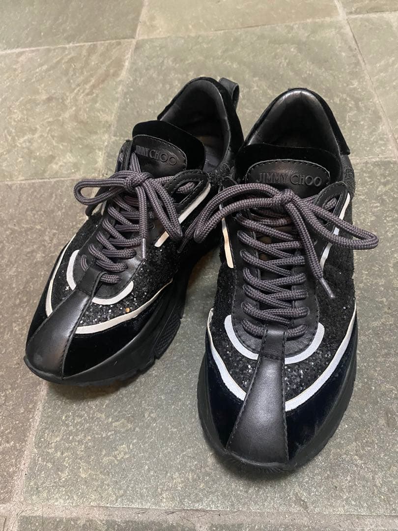 いちご⭐️さま専用 JIMMY CHOO ブラックラメスニーカー 22.5