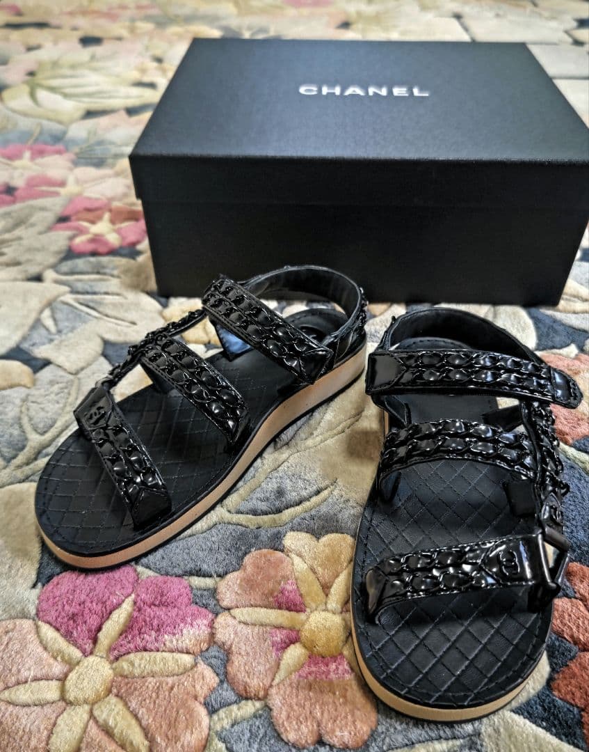 お値下げ　CHANEL 　ココマーク　チェーン　マジック　サンダル　海　プール