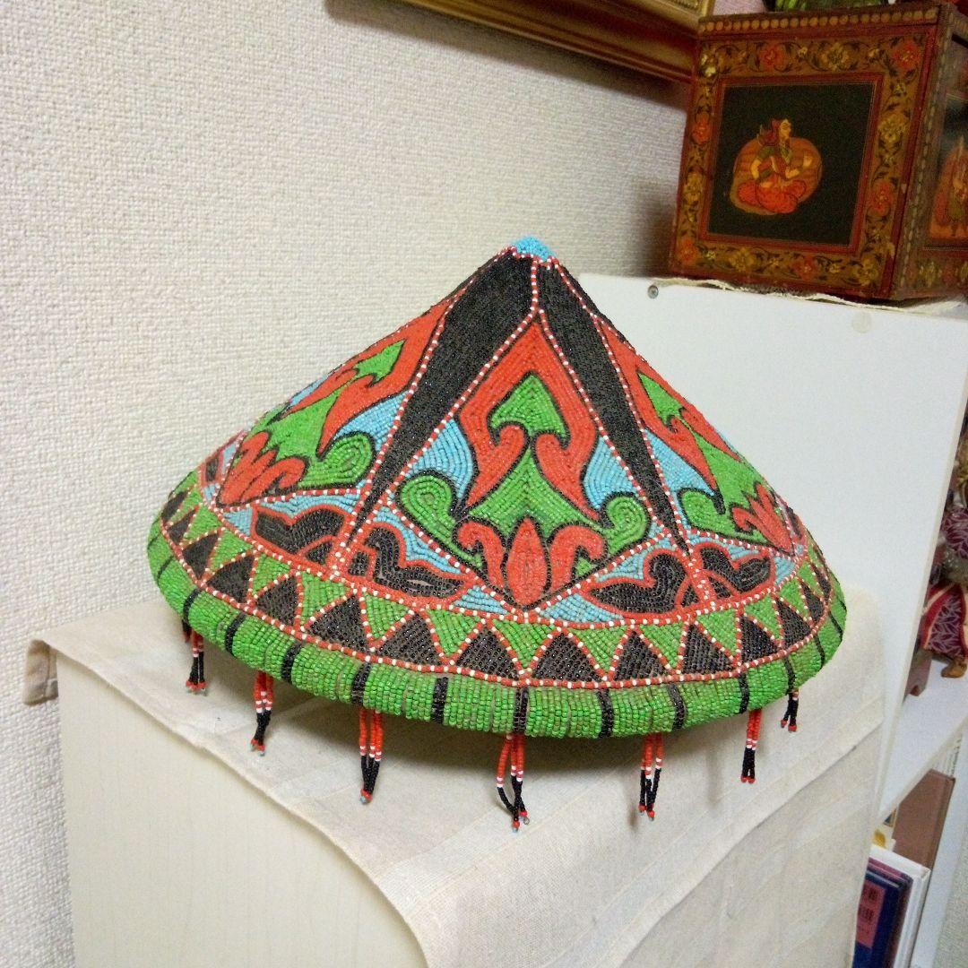 南米民芸品　ビーズ細工　ランプシェード　オブジェ　壁飾り　ハンドメイド