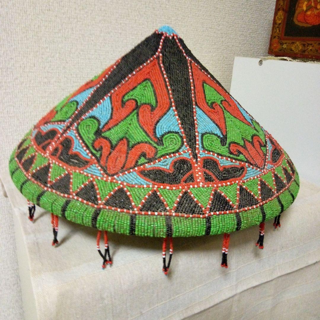 南米民芸品　ビーズ細工　ランプシェード　オブジェ　壁飾り　ハンドメイド