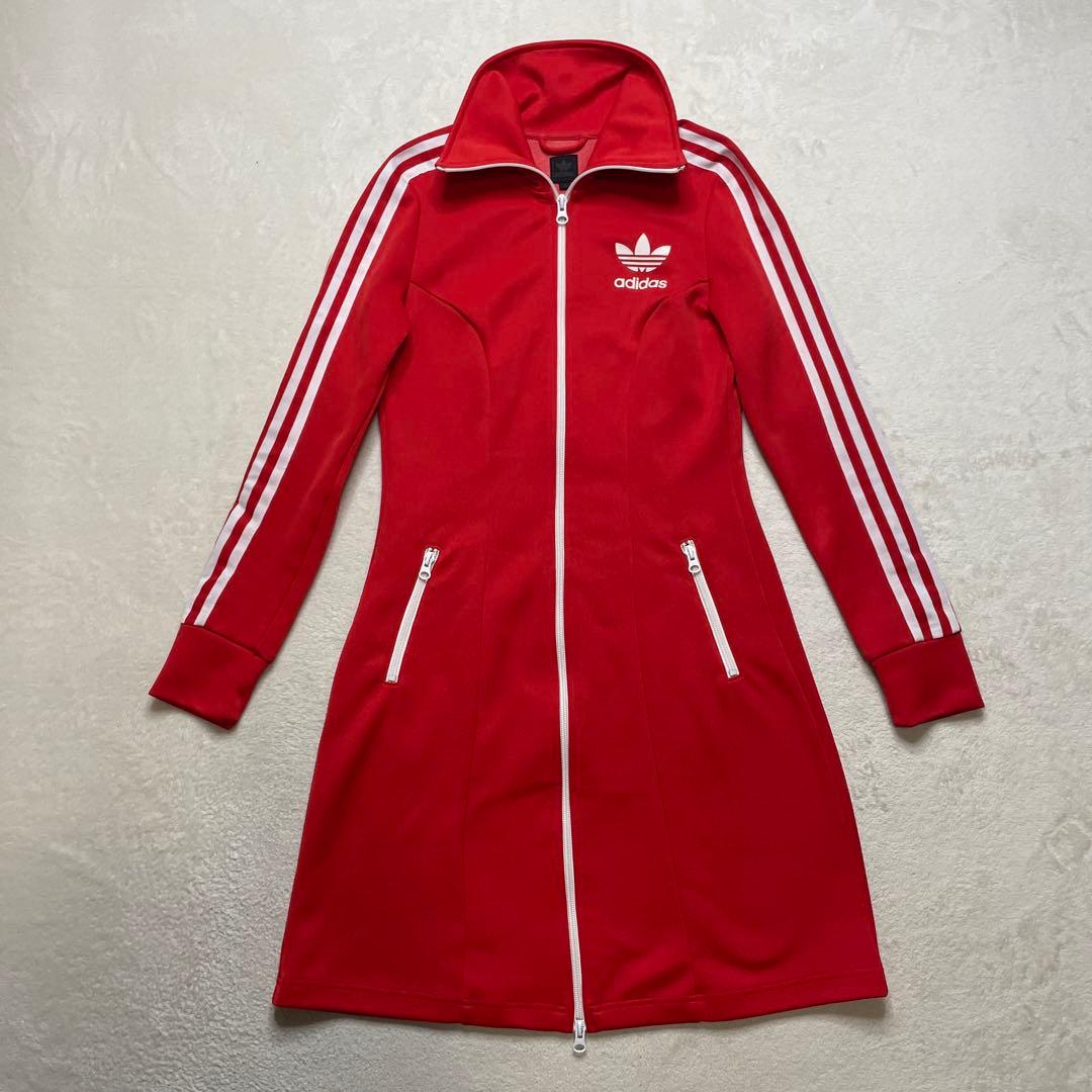 adidas トラックジャケット　ジャージ　ワンピース　赤