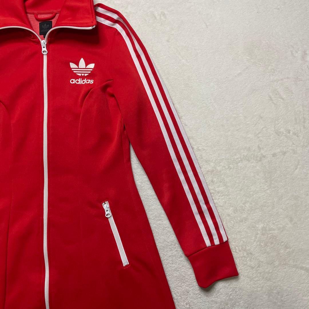 adidas トラックジャケット　ジャージ　ワンピース　赤