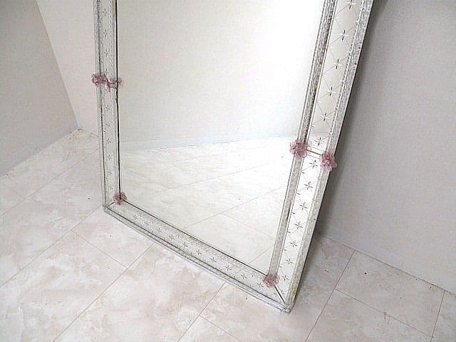 【美品】イタリア MURANO ムラノ島 ベネチアンミラー 大型 H131cm