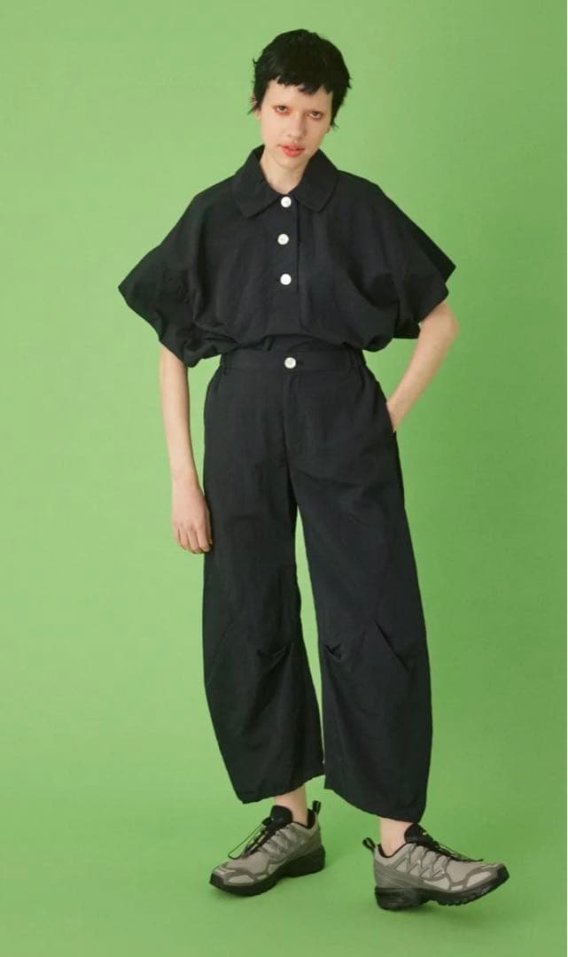 HeRIN.CYE セットアップ　半袖 シャツ 黒FREE
