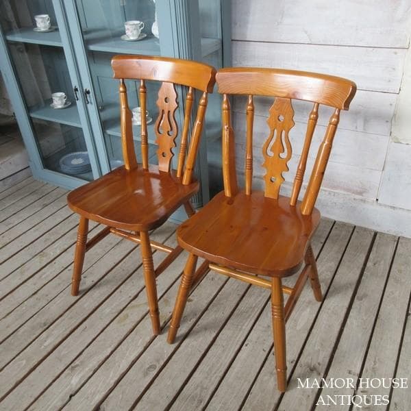 イギリス アンティーク 家具 キッチンチェア 2脚セット 英国 4749e
