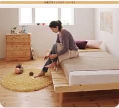 3ヶ月のみ使用＊ワイドダブル 天然すのこ ベッドフレーム シモンズマットレス付