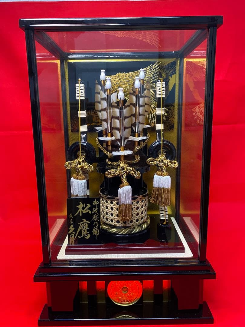 東京久月　家紋とお子様名入付破魔弓１３号・間口約３１×奥行約２４×高さ約５２㎝