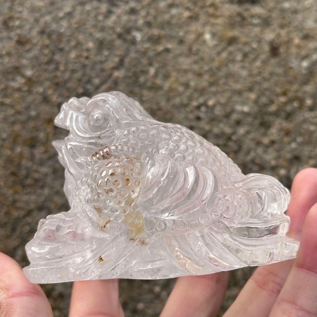 天然石 水晶の銭蛙　置物　ご購入前に在庫確認必要G.170
