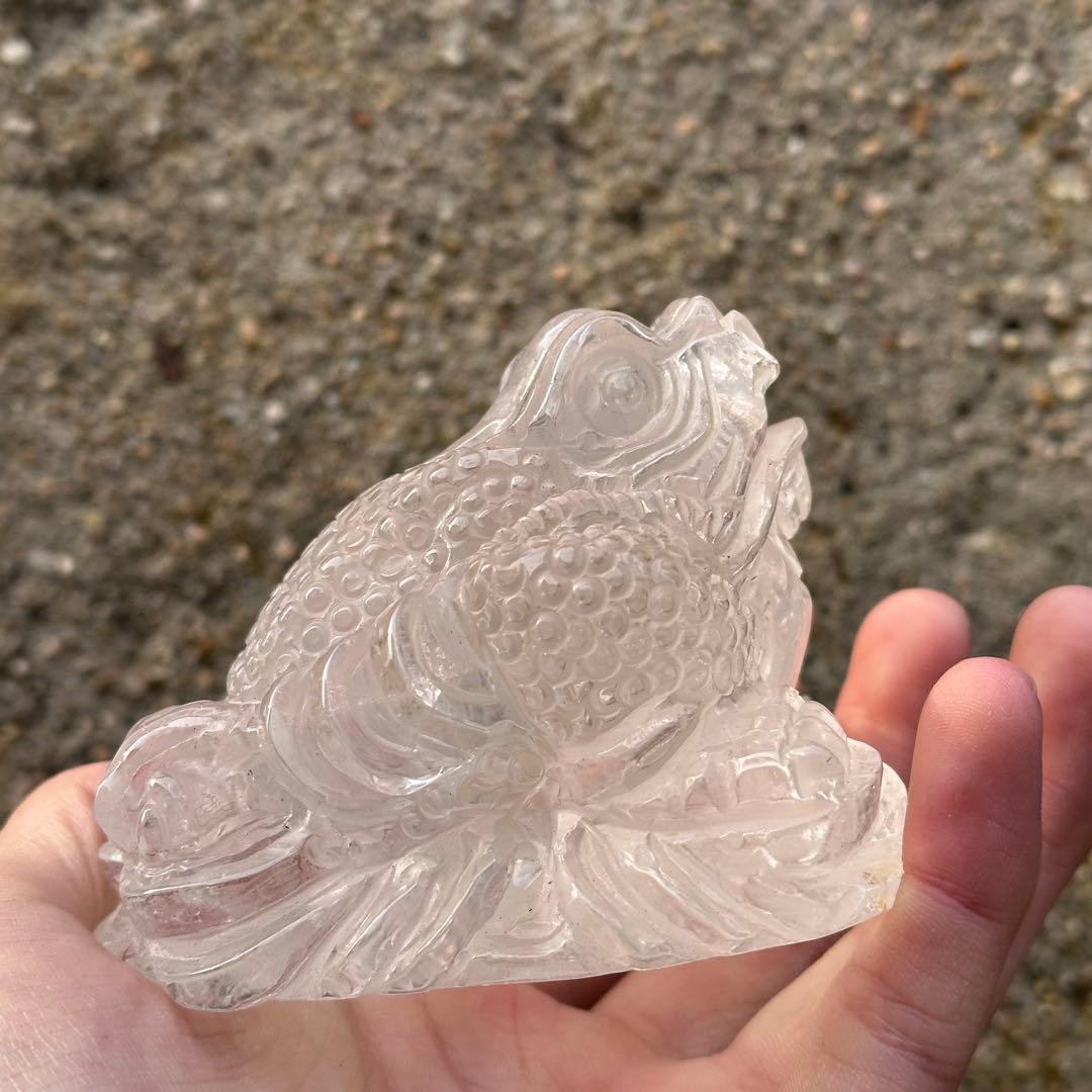 天然石 水晶の銭蛙　置物　ご購入前に在庫確認必要G.170