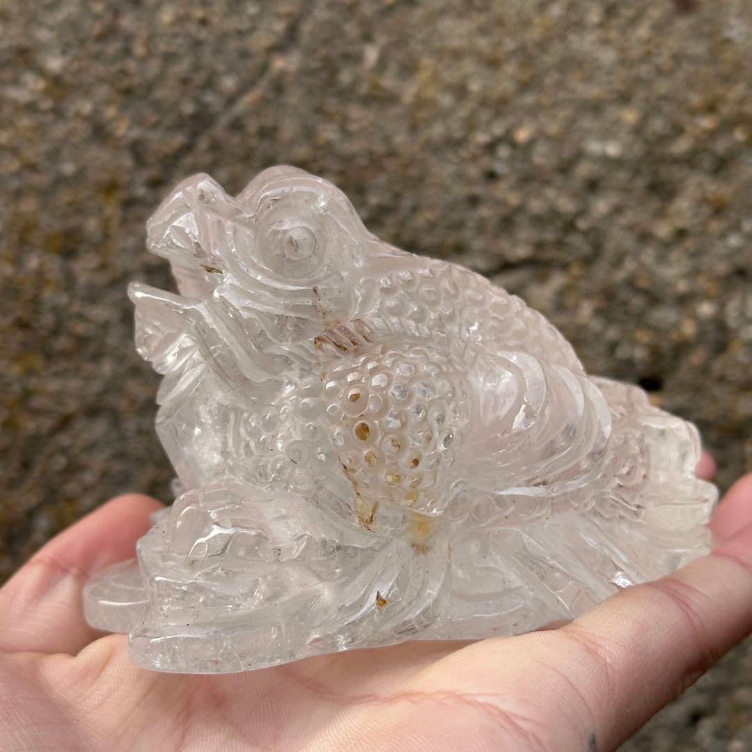 天然石 水晶の銭蛙　置物　ご購入前に在庫確認必要G.170